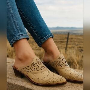 NIB Veracruz Floral Krevo Mules-Taupe